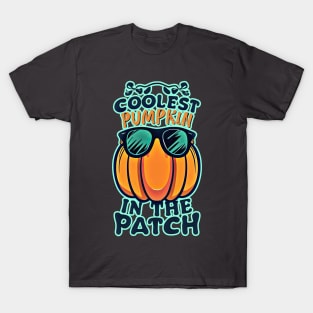 Coolest Pumpkin in the Patch halloween pumpkin wearing cool glass T-Shirt